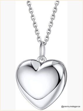 Sterling Silver Heart Locket Necklace Dainty Cute Small Pendant